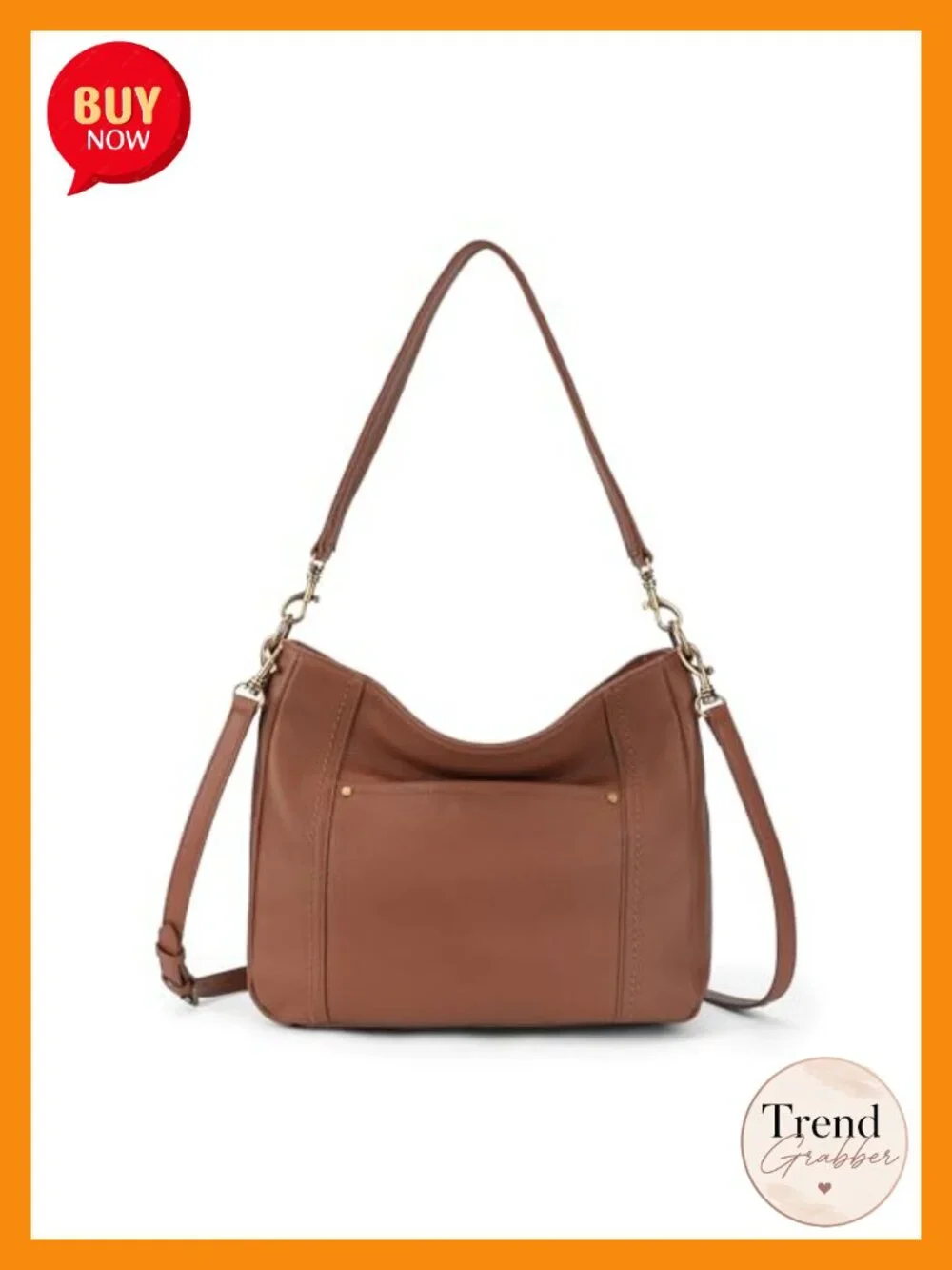 Genuine Leather Hobo Crossbody Bag with 2 Shoulder Straps